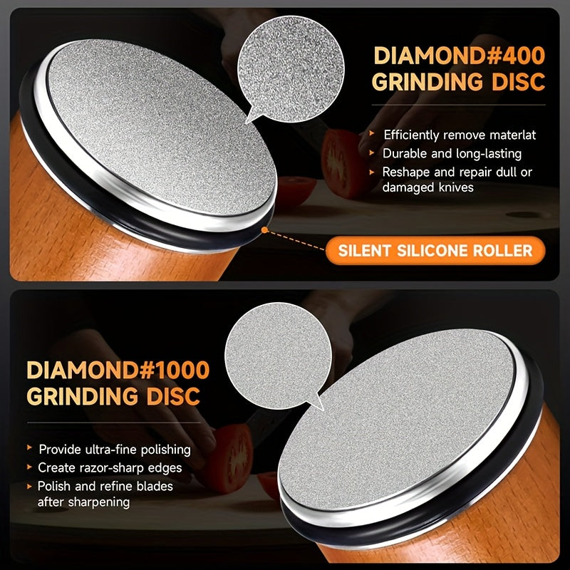 Set de piedra de afilar DuoCut | Piedra de diamante con soporte magnético | Ángulos de afilado de 15° y 20° | Madera y metal