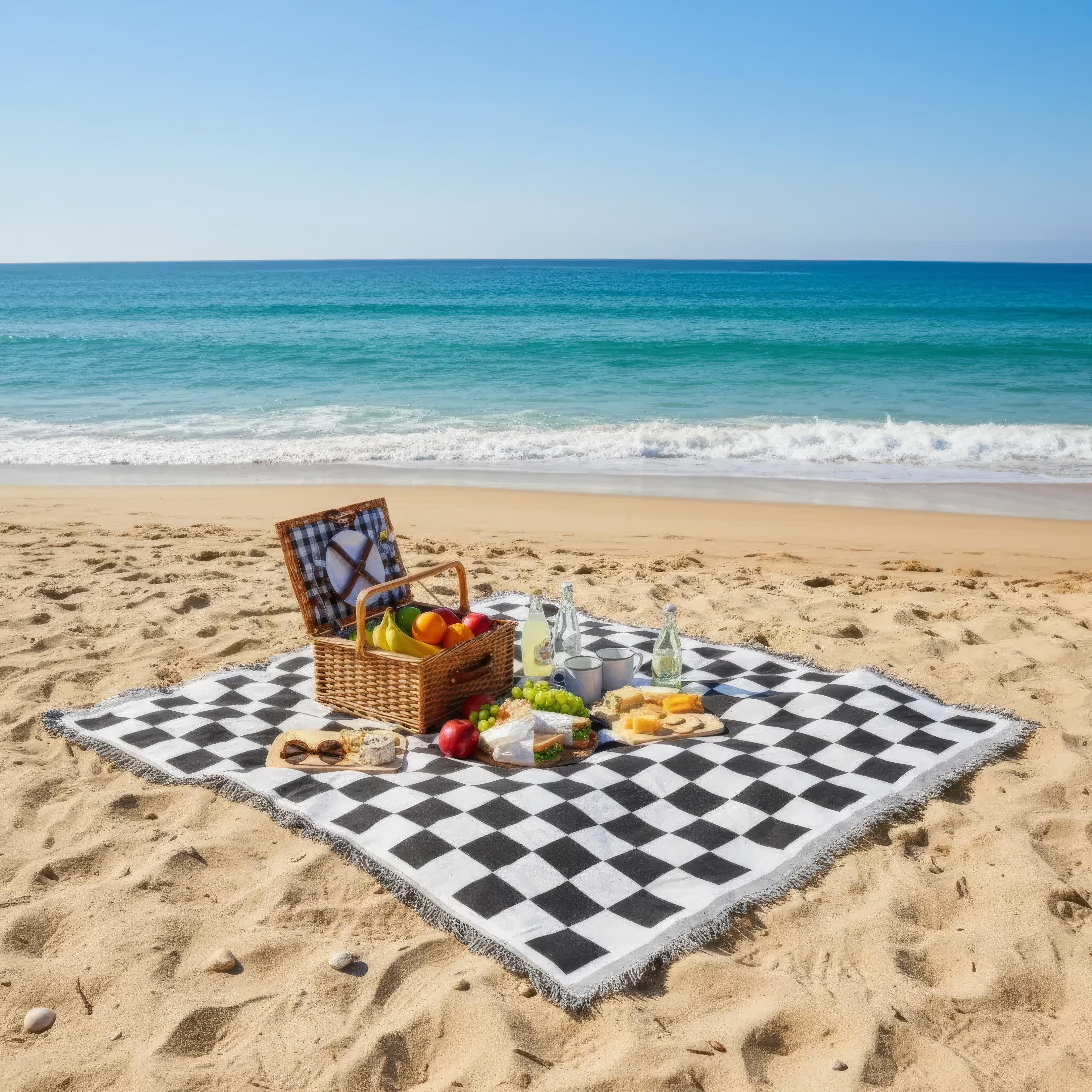 Manta de picnic de microfibra suave con diseño a cuadros