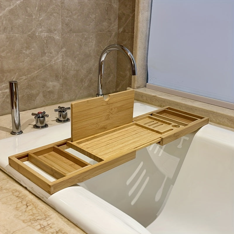 BambooLux - Bandeja extensible para bañera para una relajación similar a un spa