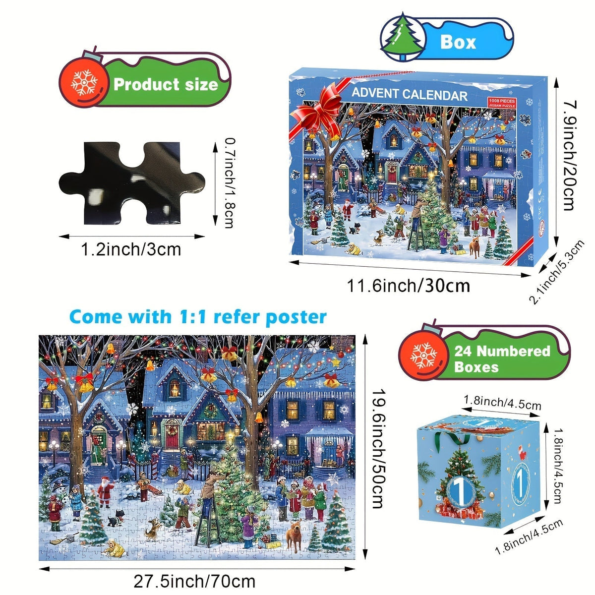 Calendario de Adviento Puzzle del Moderno Pueblo Navideño