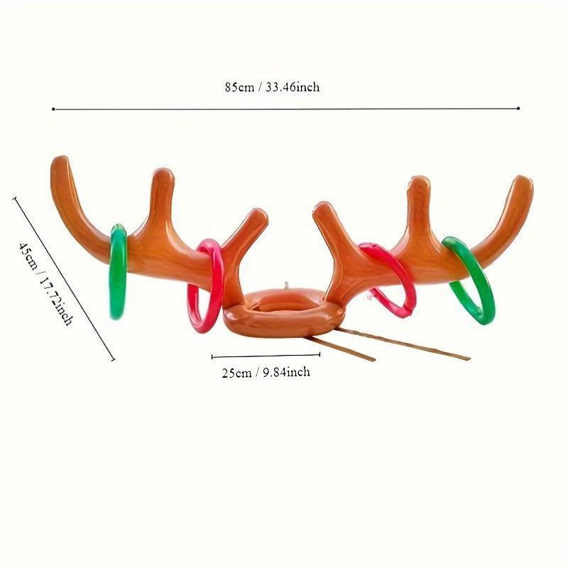 Juego de Lanzamiento de Aros con Cuernos de Reno Inflable - Divertido Juego de Navidad y Fiesta