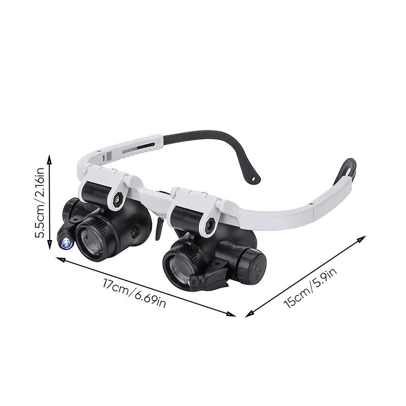Lentes de aumento con lámparas LED para ojos dobles