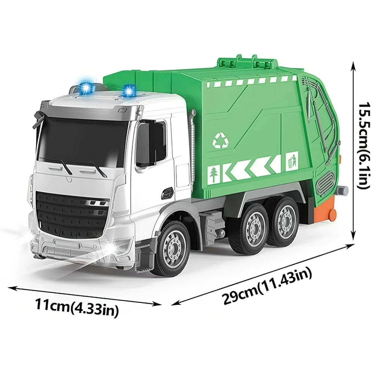 EcoTruck RC Camión de Basura - Camión de Juguete Realista con Luz y Sonido