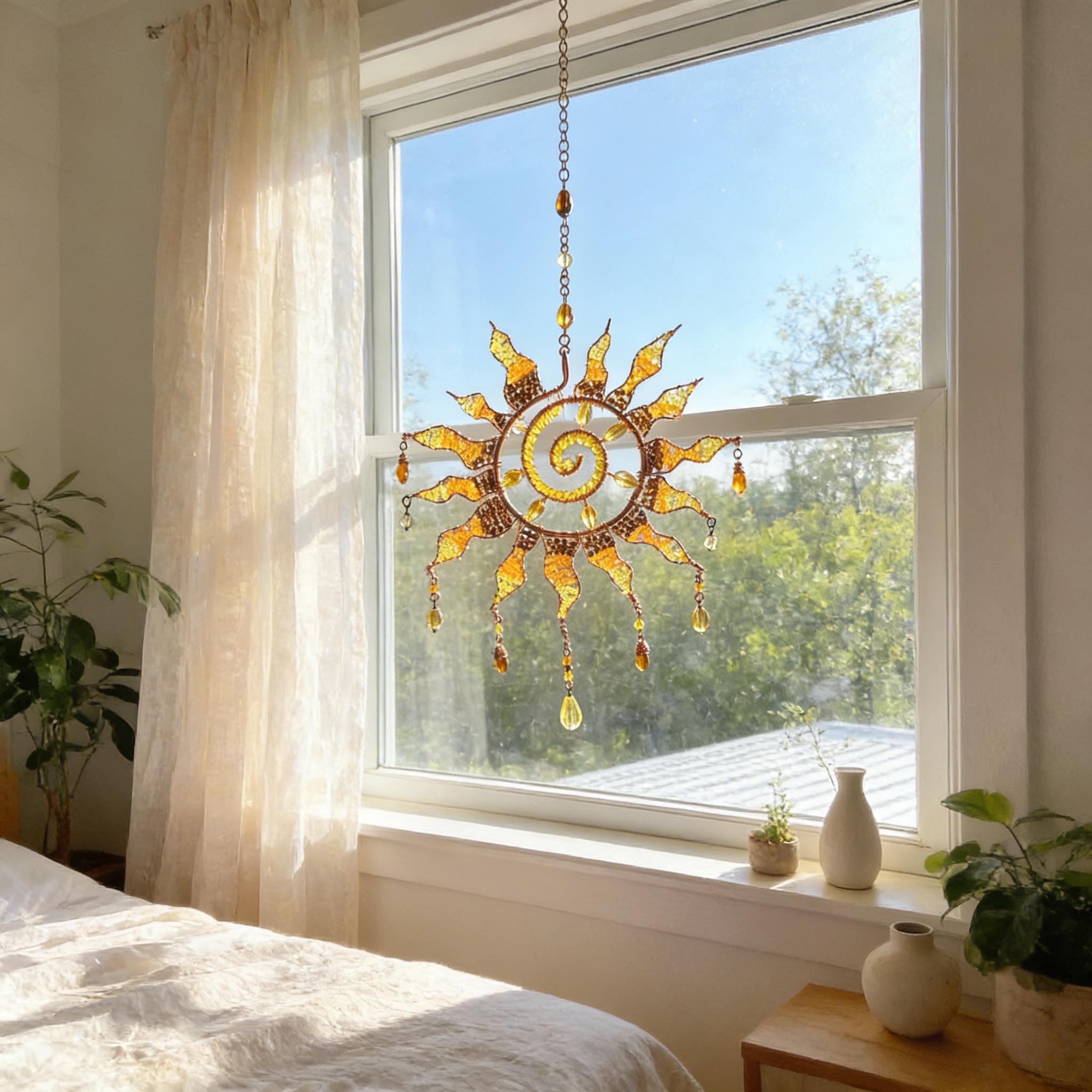 Atrapa Sol de Cristal Hecho a Mano para Colgar