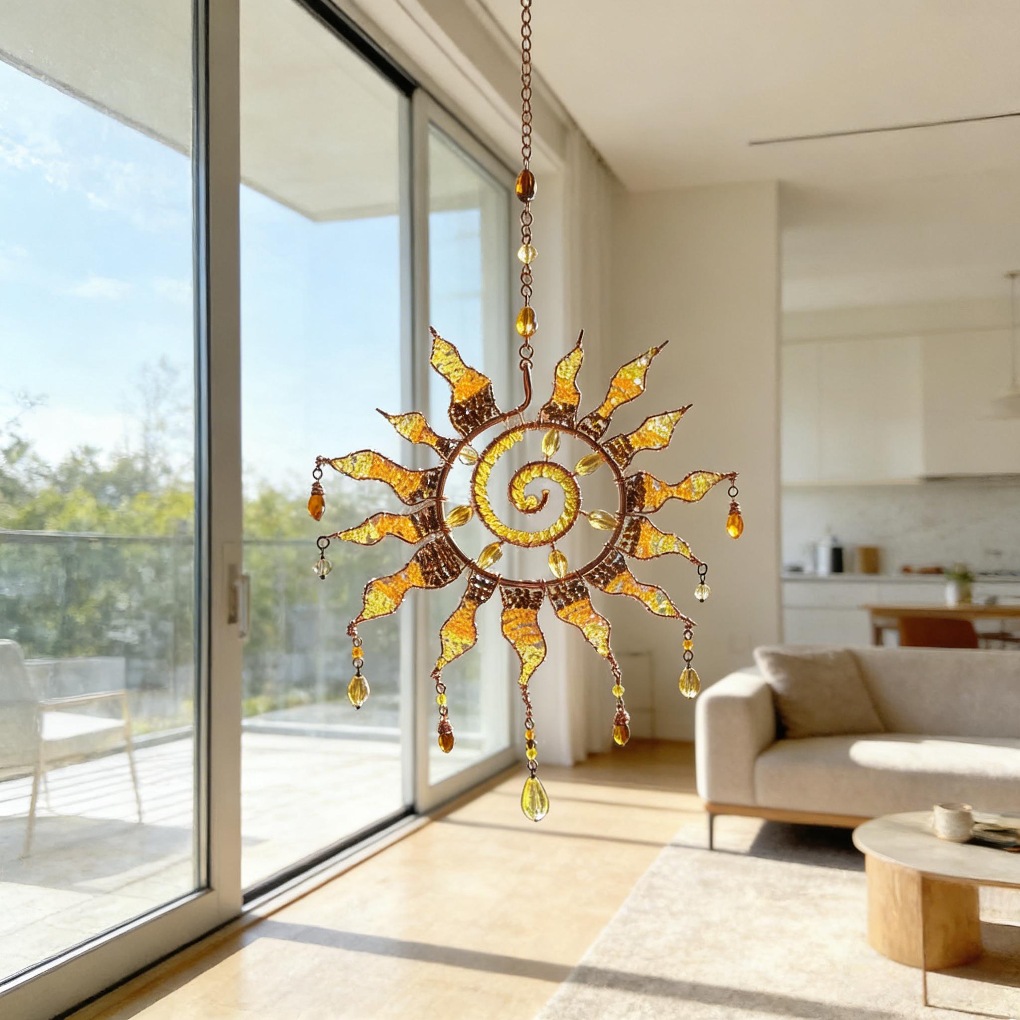 Atrapa Sol de Cristal Hecho a Mano para Colgar