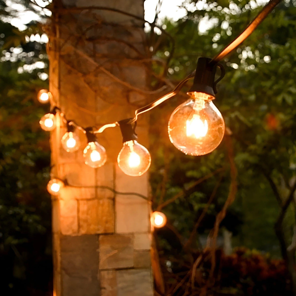 Karnz FairyFlicker Cadena de luces exterior – Bombillas globus, blanco cálido, 15 m / 30 m