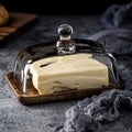 Lisslune | Plato de Mantequilla de Madera con Tapa de Vidrio – Vajilla Elegante