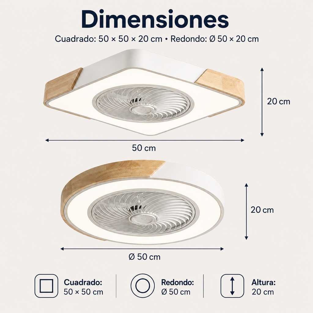 Luz de Ventilador de Techo LED Integrado Sin Aspas