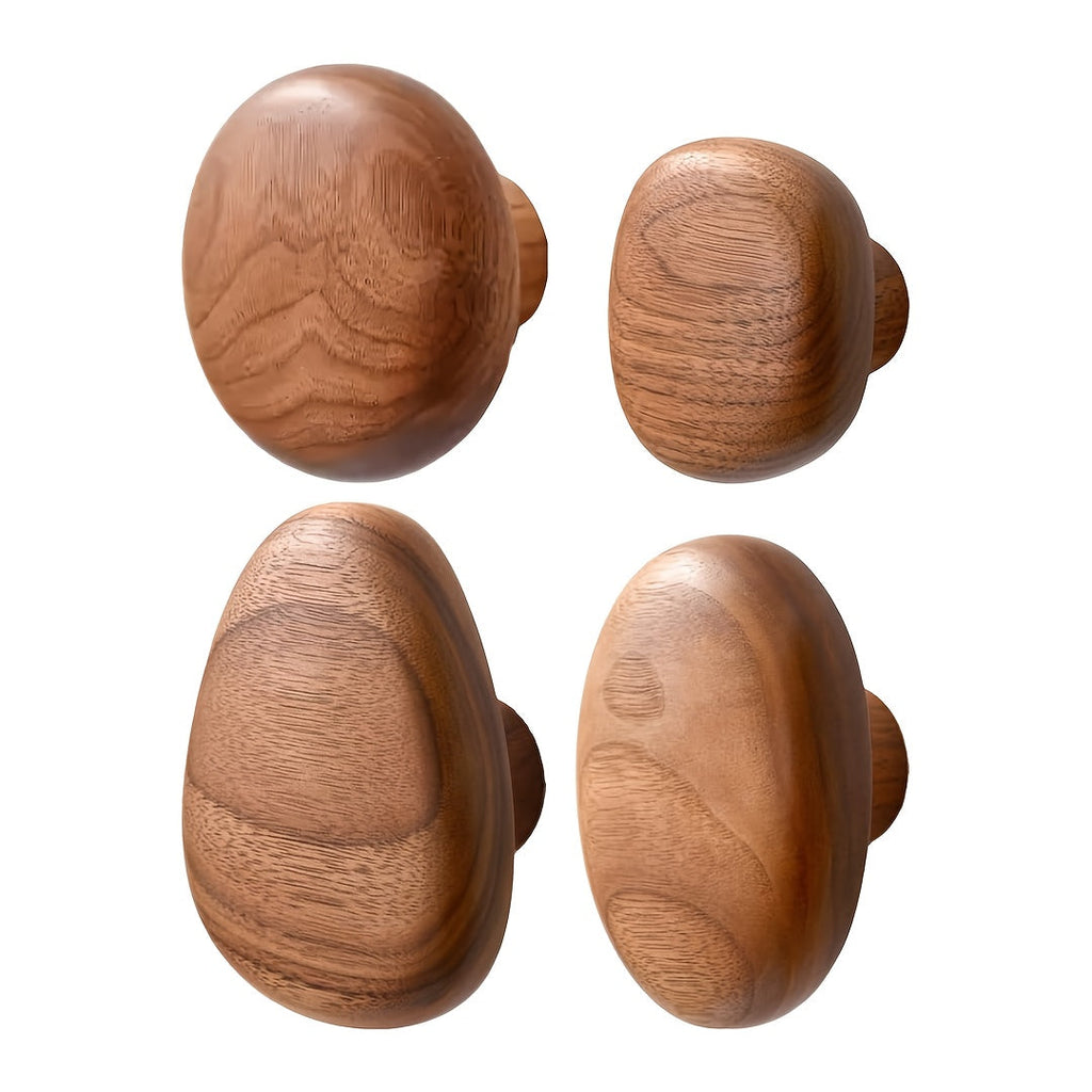 WoodCraft – Juego de 4 ganchos de pared de madera hechos a mano