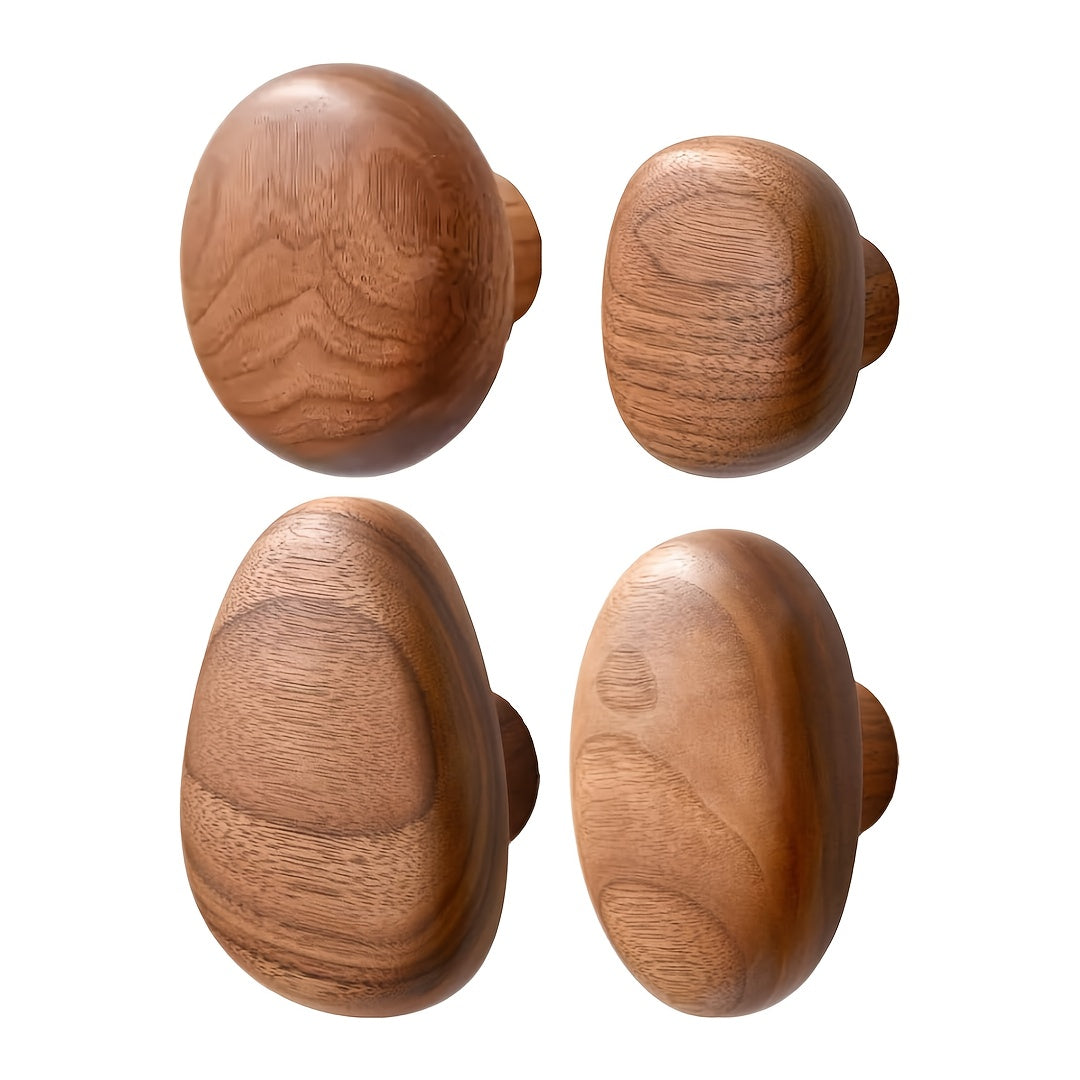 WoodCraft – Juego de 4 ganchos de pared de madera hechos a mano