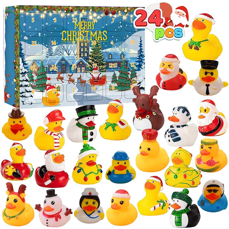 Calendario de Adviento con 24 patitos de goma para niños