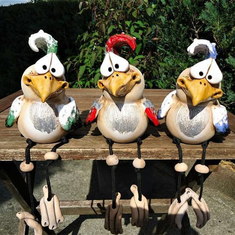 Adorno de pollo de resina para jardín en diseño colorido