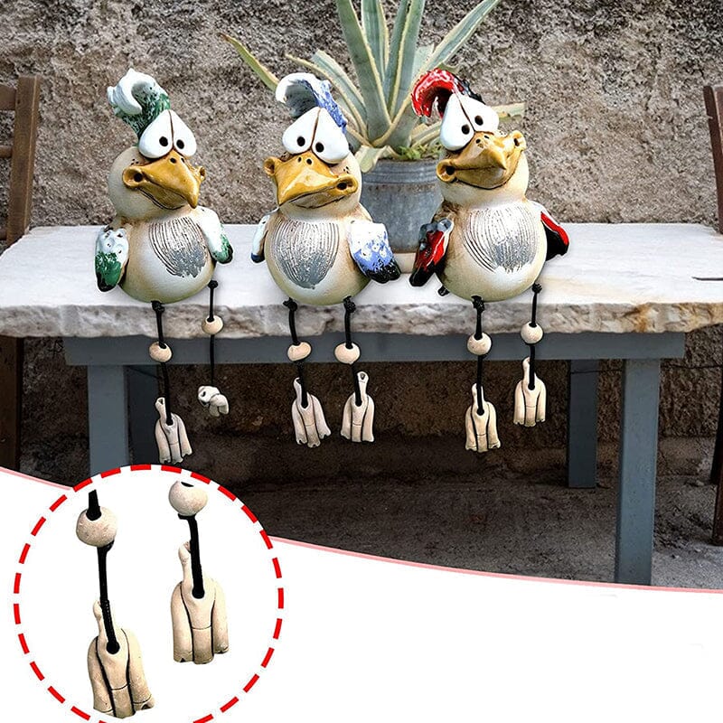 Adorno de pollo de resina para jardín en diseño colorido
