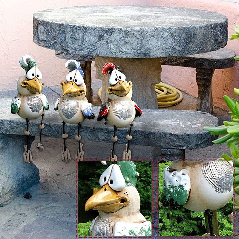 Adorno de pollo de resina para jardín en diseño colorido