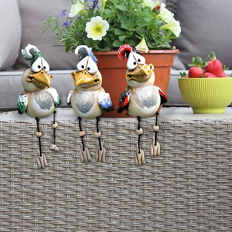 Adorno de pollo de resina para jardín en diseño colorido