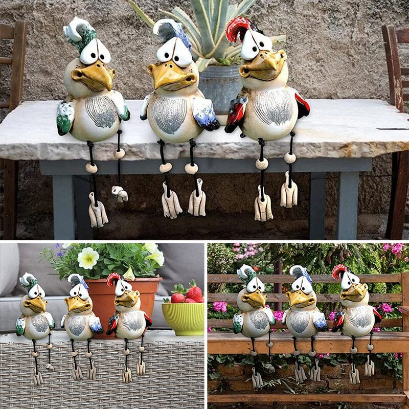 Adorno de pollo de resina para jardín en diseño colorido