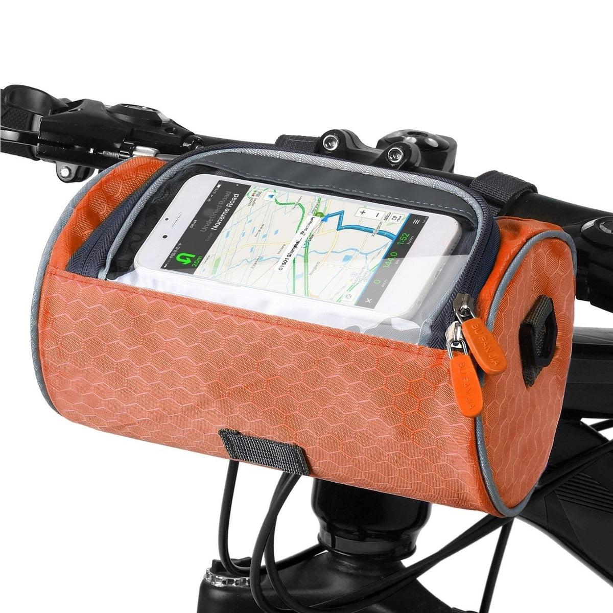 Bolsa Práctica para el Manillar de la Bicicleta con Soporte para Smartphone y Material Resistente al Agua