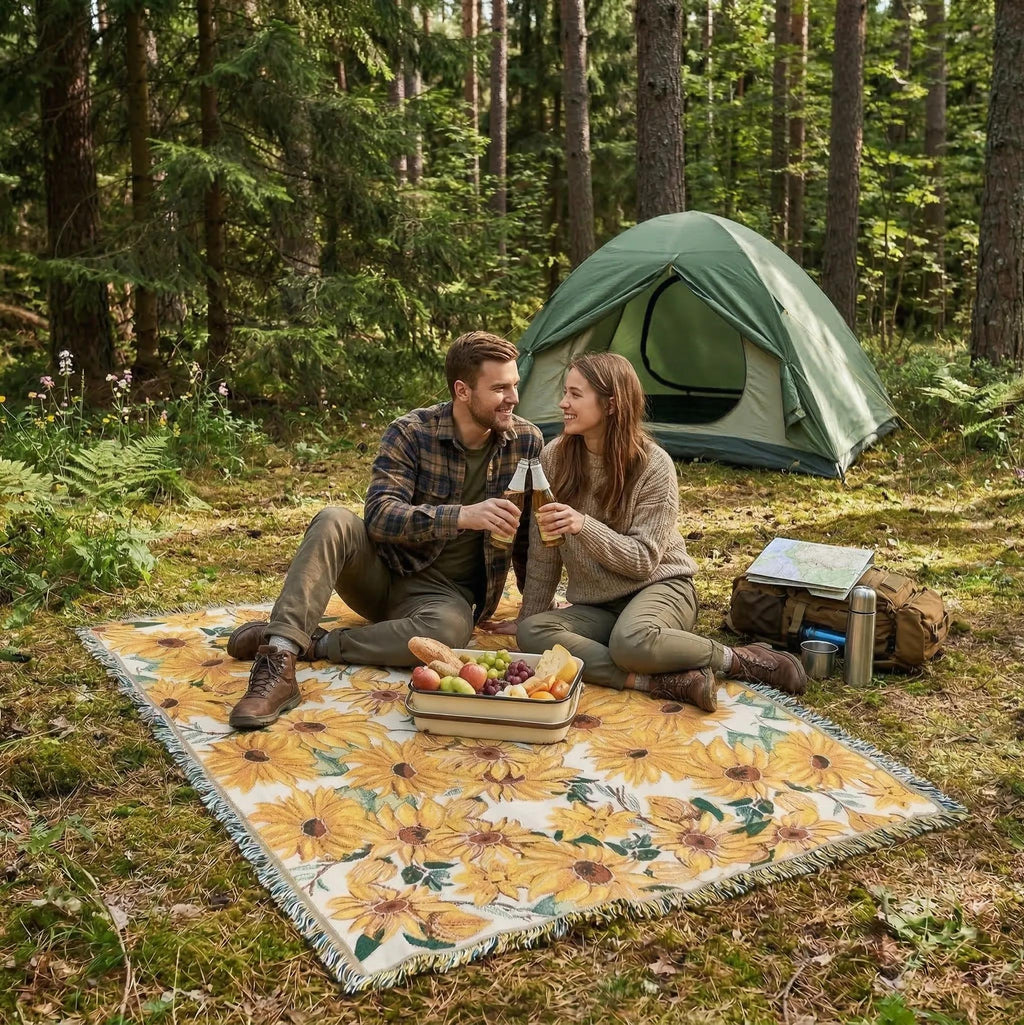 Manta de Picnic Impermeable Diseño Floral Ligero 180x230cm