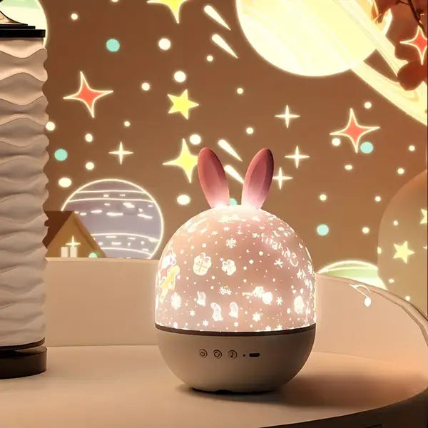 Proyector de estrellas lámpara nocturna para niños – regulable y segura con función de música