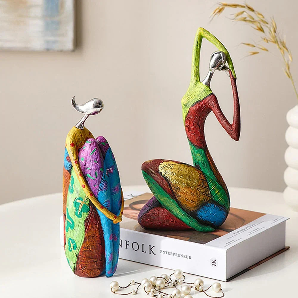 BowLift | Esculturas Modernas Abstractas de Mujeres – Arte en Resina Colorida Hecho a Mano para Decoración del Hogar