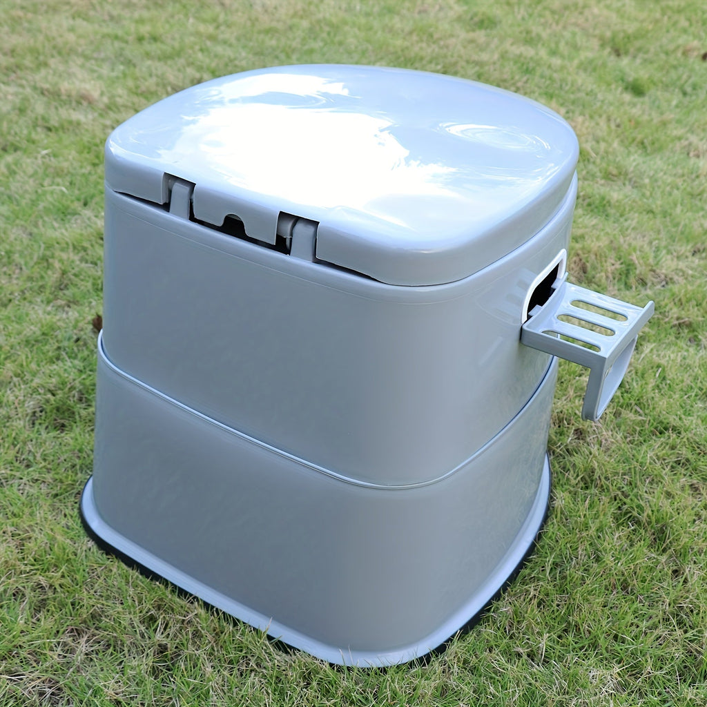 Inodoro Portátil Gris de PVC - Cómodo y Práctico para Acampar y Uso de Emergencia