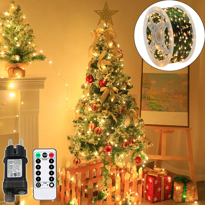 Cuerda de luces LED controlada a distancia para árbol de Navidad con efecto cielo estrellado