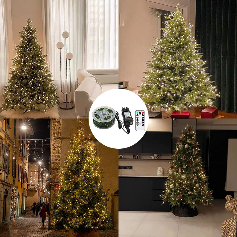 Cuerda de luces LED controlada a distancia para árbol de Navidad con efecto cielo estrellado