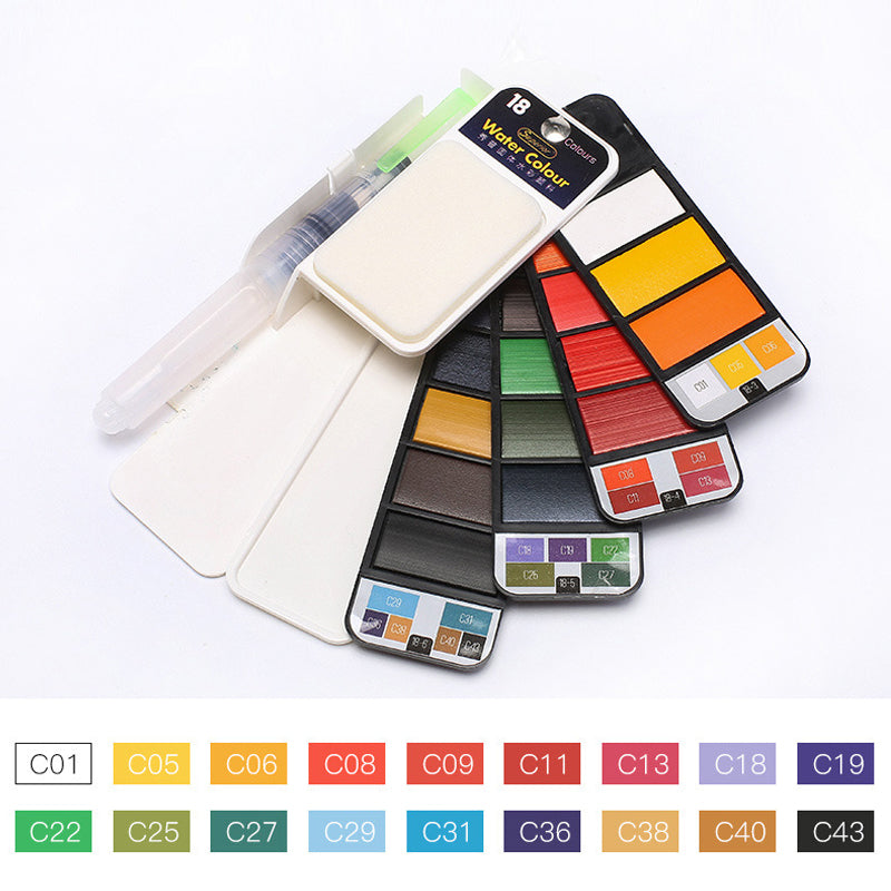 Paleta de Gouache Multicolor con Herramientas Prácticas