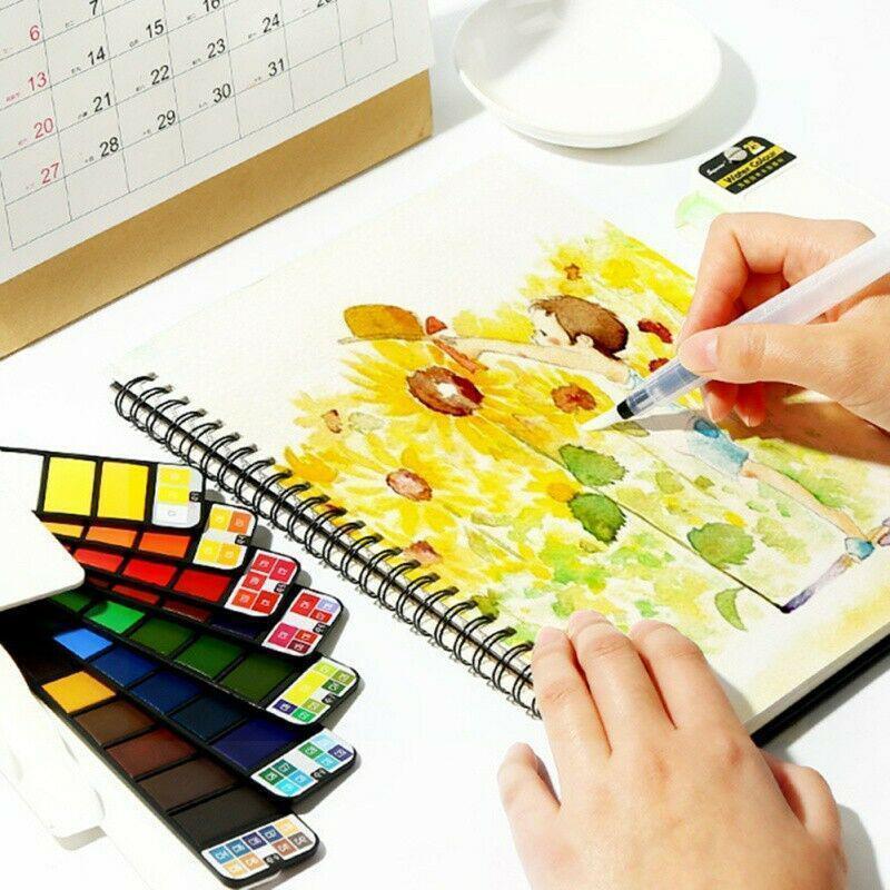 Paleta de Gouache Multicolor con Herramientas Prácticas