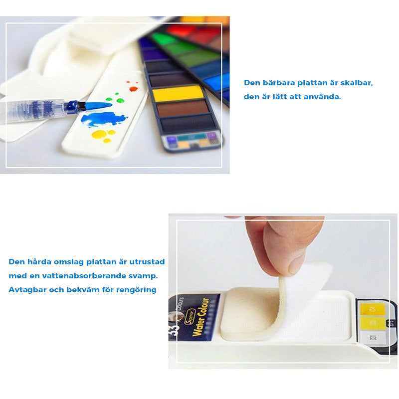 Paleta de Gouache Multicolor con Herramientas Prácticas