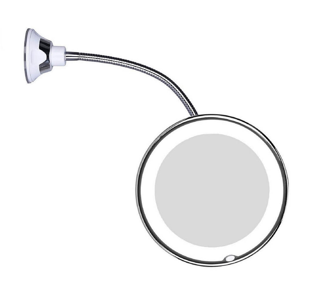 Espejo de aumento LED Sandsberg con cuello de cisne flexible | Aumento de 10x | LED de luz diurna | Espejo de maquillaje