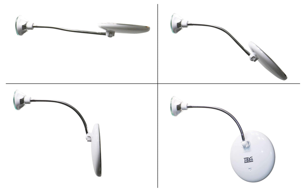 Espejo de aumento LED Sandsberg con cuello de cisne flexible | Aumento de 10x | LED de luz diurna | Espejo de maquillaje