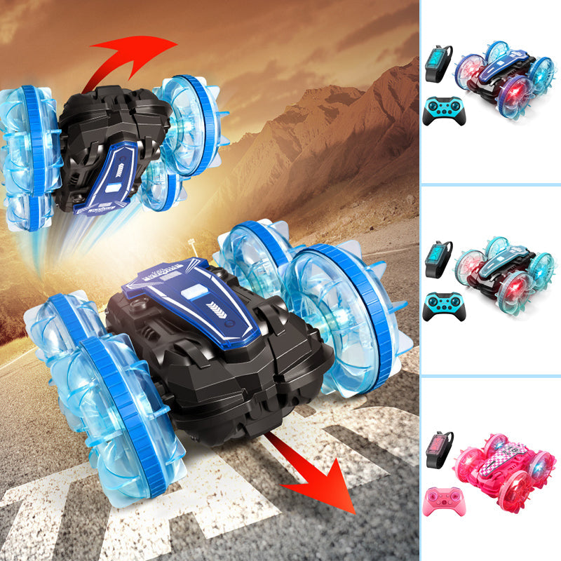Coche de acrobacias RC para tierra y agua con 2 controles remotos
