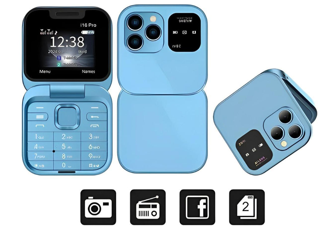 Teléfono plegable con doble tarjeta SIM, cámara HD y radio FM
