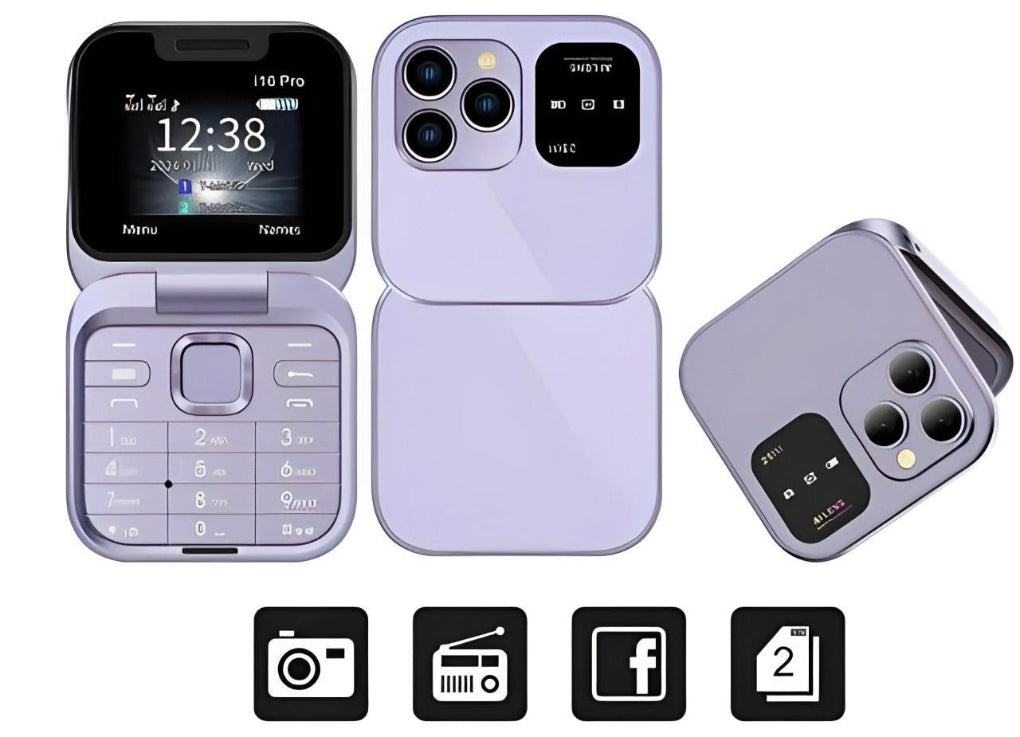 Teléfono plegable con doble tarjeta SIM, cámara HD y radio FM
