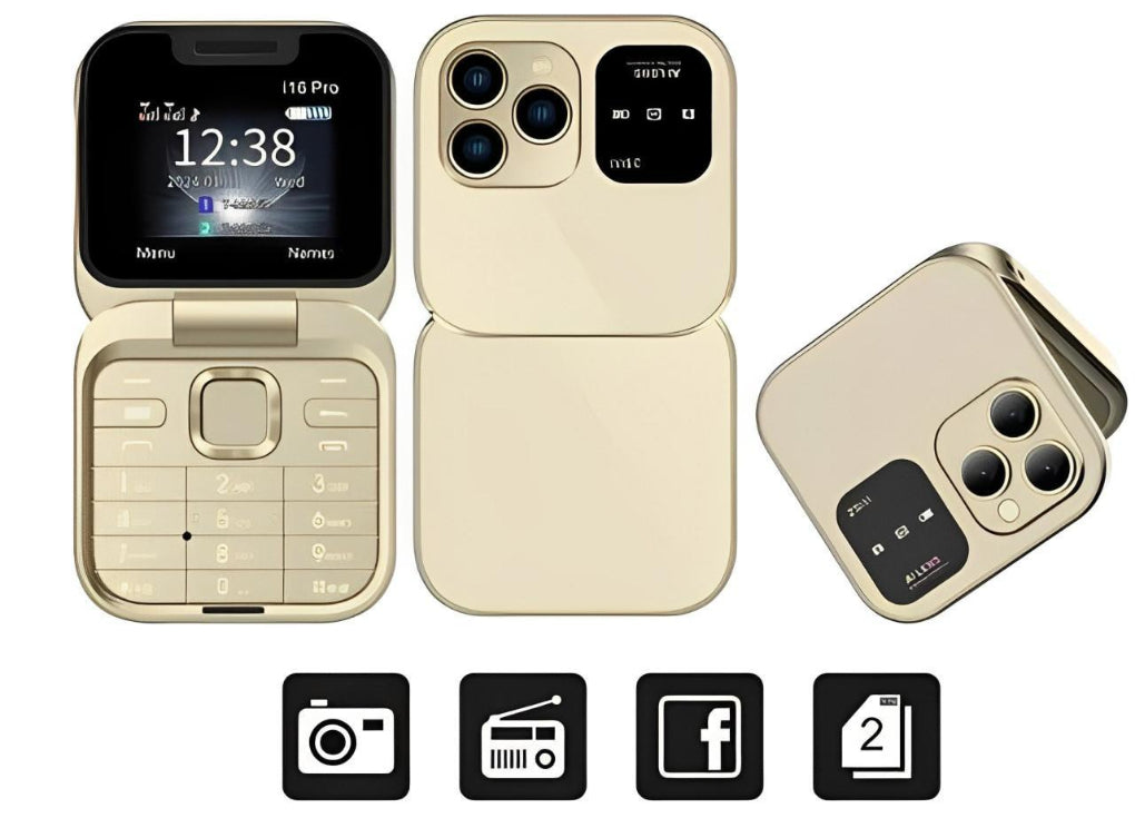 Teléfono plegable con doble tarjeta SIM, cámara HD y radio FM