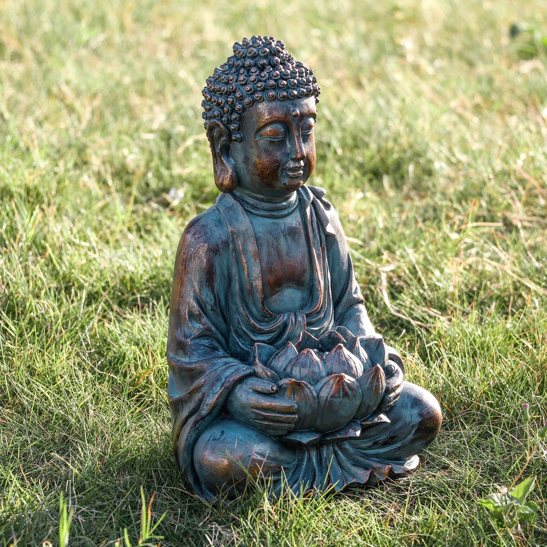 ZenGlow - Estatua de Buda solar para jardín con luz nocturna tranquilizadora