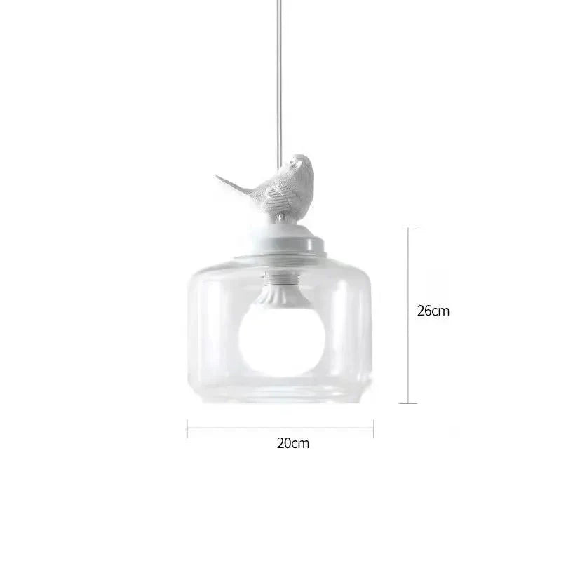Avelora | Lámpara colgante con pájaro y cilindro de vidrio