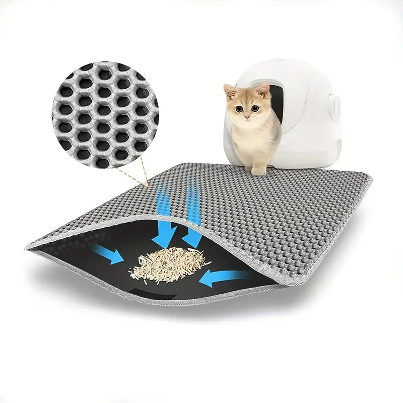CleanGuard – Alfombrilla de bandeja para gatos de doble capa que mantiene el suelo limpio y seco