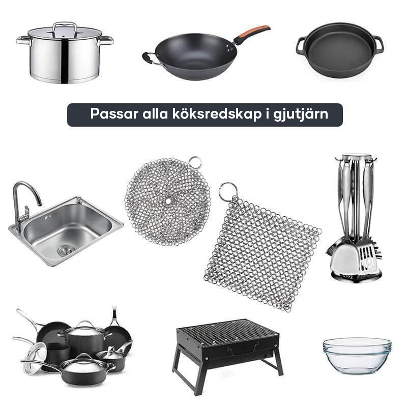 Limpiador de Hierro Fundido en Acero Inoxidable para Cocina