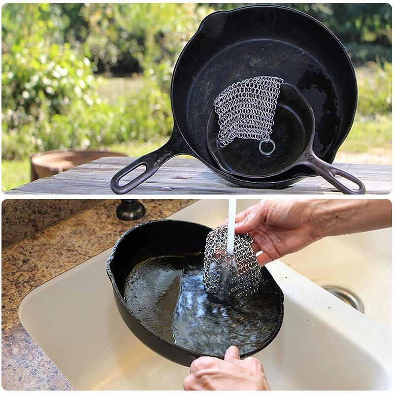 Limpiador de Hierro Fundido en Acero Inoxidable para Cocina