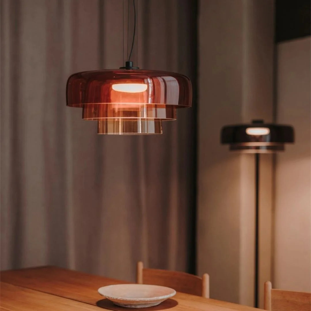 Lámpara colgante moderna de vidrio y metal – Lámpara LED colgante con luz cálida para cocina y comedor