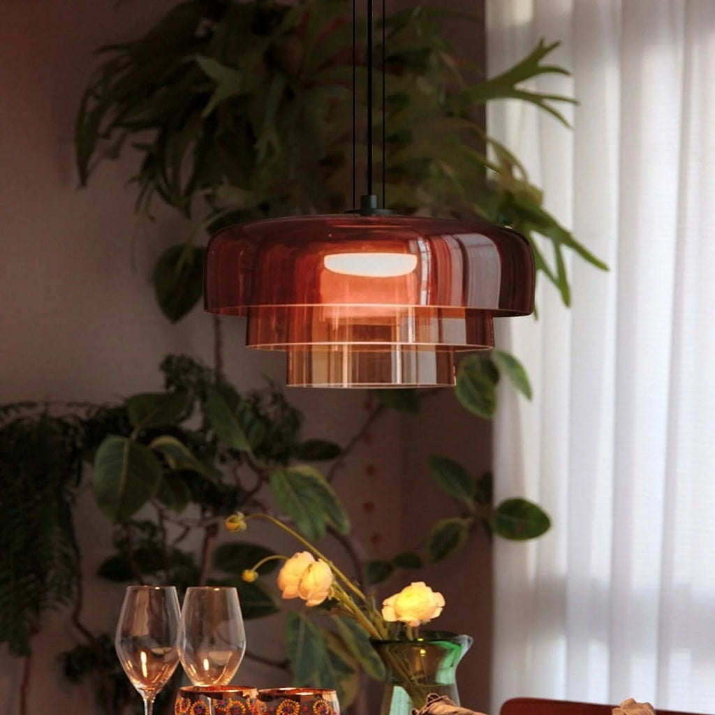 Lámpara colgante moderna de vidrio y metal – Lámpara LED colgante con luz cálida para cocina y comedor