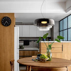 Lámpara colgante moderna de vidrio y metal – Lámpara LED colgante con luz cálida para cocina y comedor