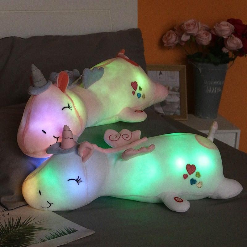 Lunacorn Unicornio Brillante | Amigo de Peluche Acogedor | LEDs Arcoíris | Regalo Perfecto para Niños