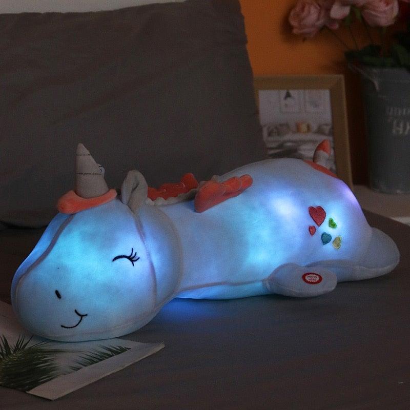 Lunacorn Unicornio Brillante | Amigo de Peluche Acogedor | LEDs Arcoíris | Regalo Perfecto para Niños