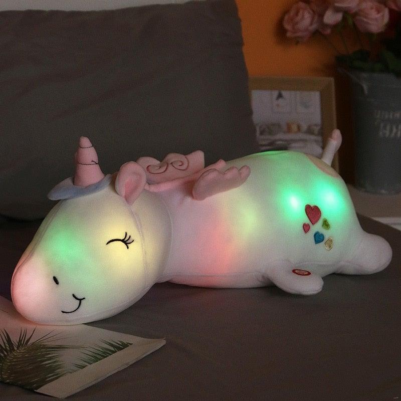 Lunacorn Unicornio Brillante | Amigo de Peluche Acogedor | LEDs Arcoíris | Regalo Perfecto para Niños