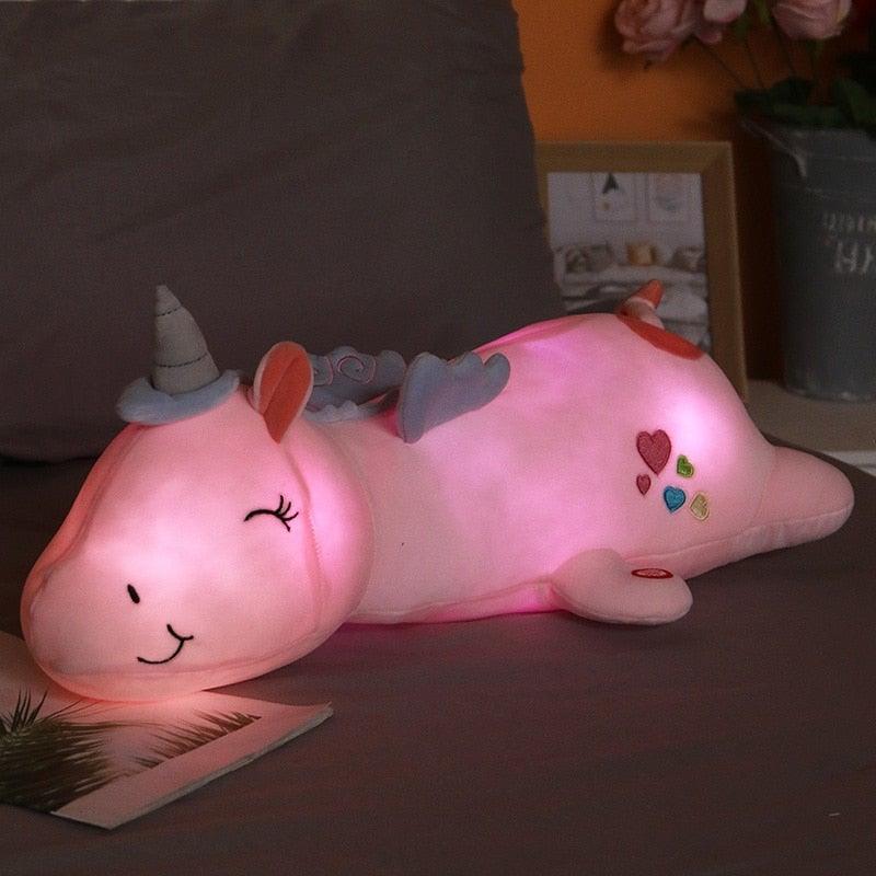 Lunacorn Unicornio Brillante | Amigo de Peluche Acogedor | LEDs Arcoíris | Regalo Perfecto para Niños