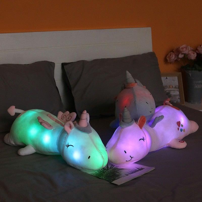 Lunacorn Unicornio Brillante | Amigo de Peluche Acogedor | LEDs Arcoíris | Regalo Perfecto para Niños