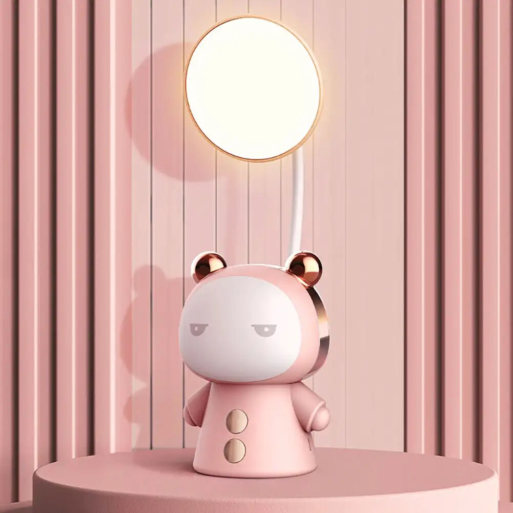 LumiBuddy - Lámpara de mesa LED de estilo caricatura con luz suave y carga USB recargable